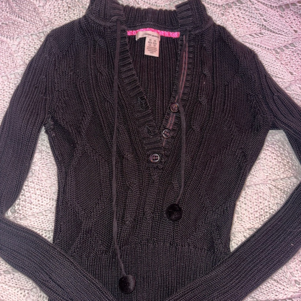 black dkny y2k hooded top